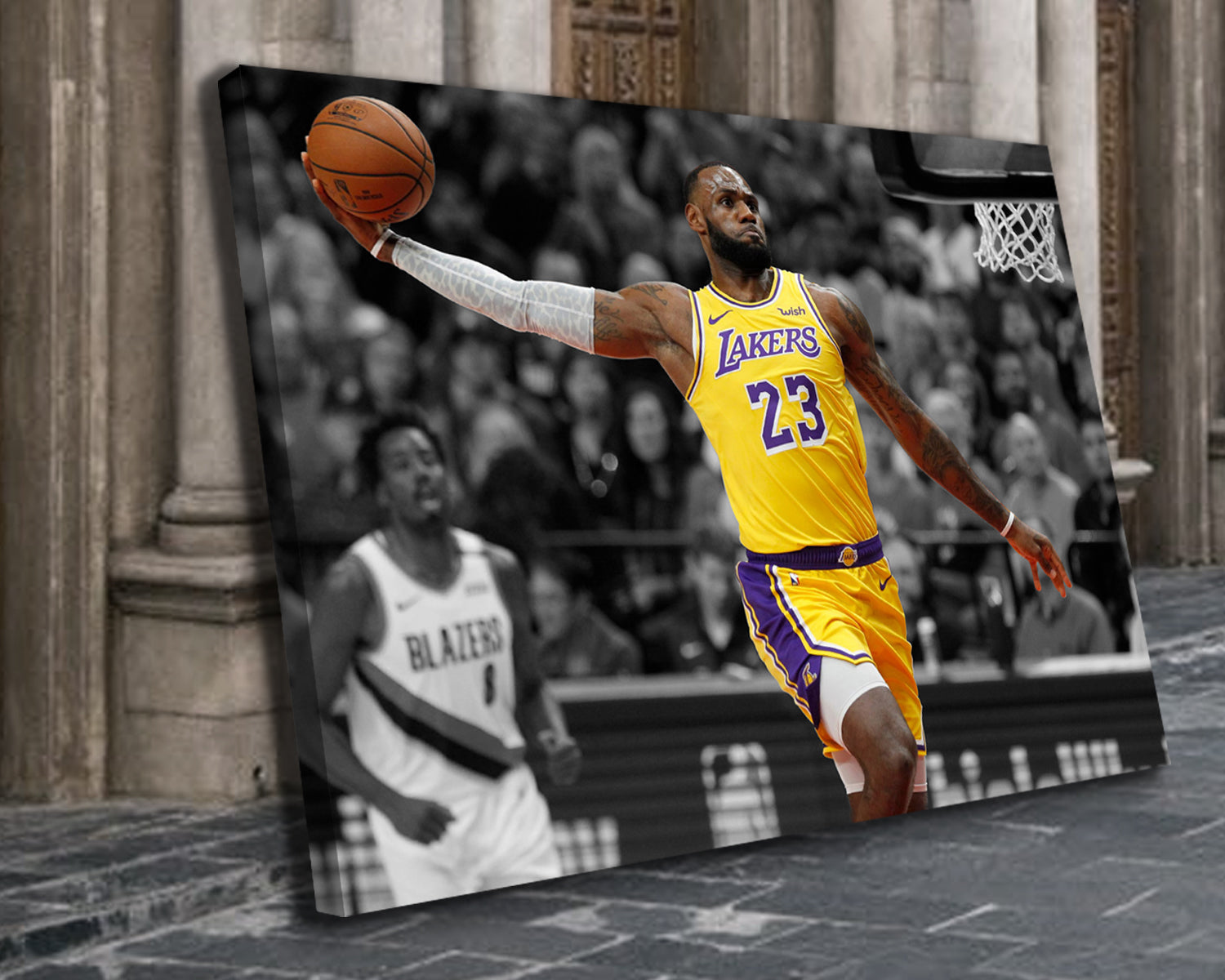 LeBron James Black & White Canvas Art