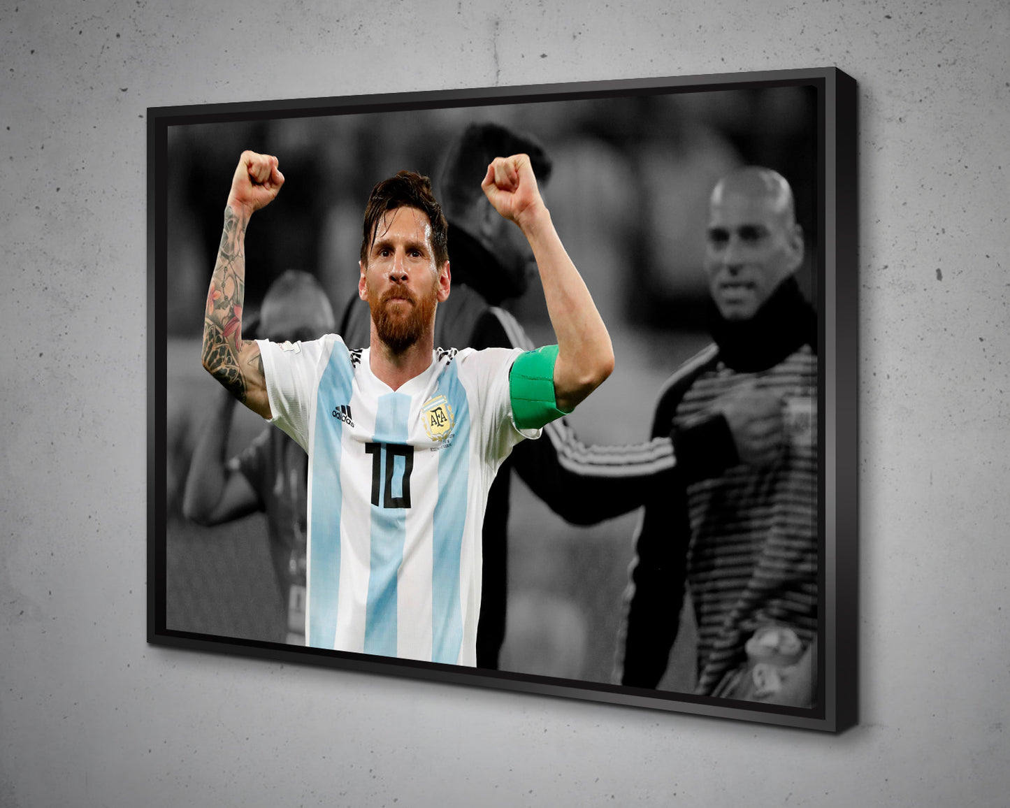 Lionel Messi Black & White Canvas Art