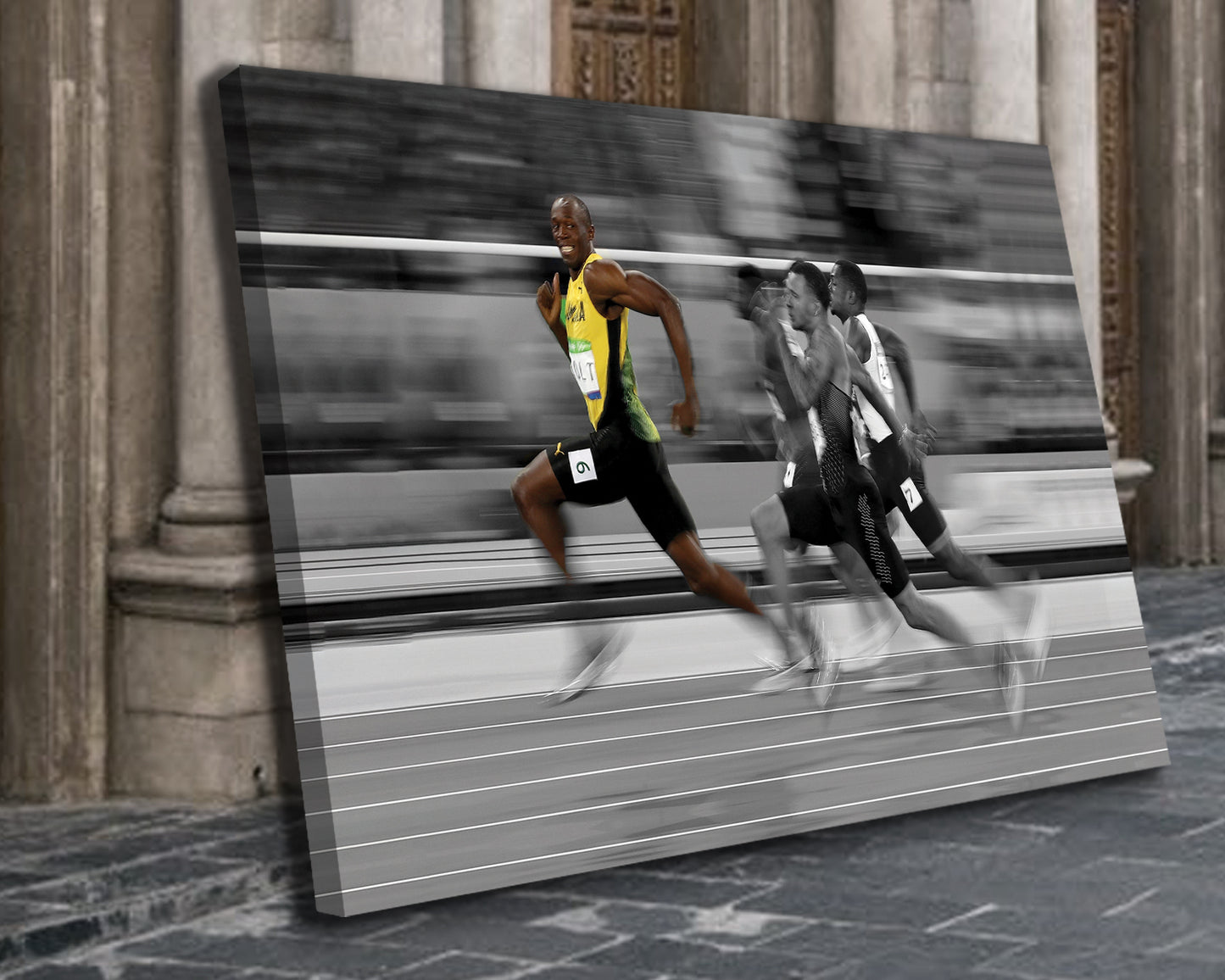 Usain Bolt Black & White Canvas Art 