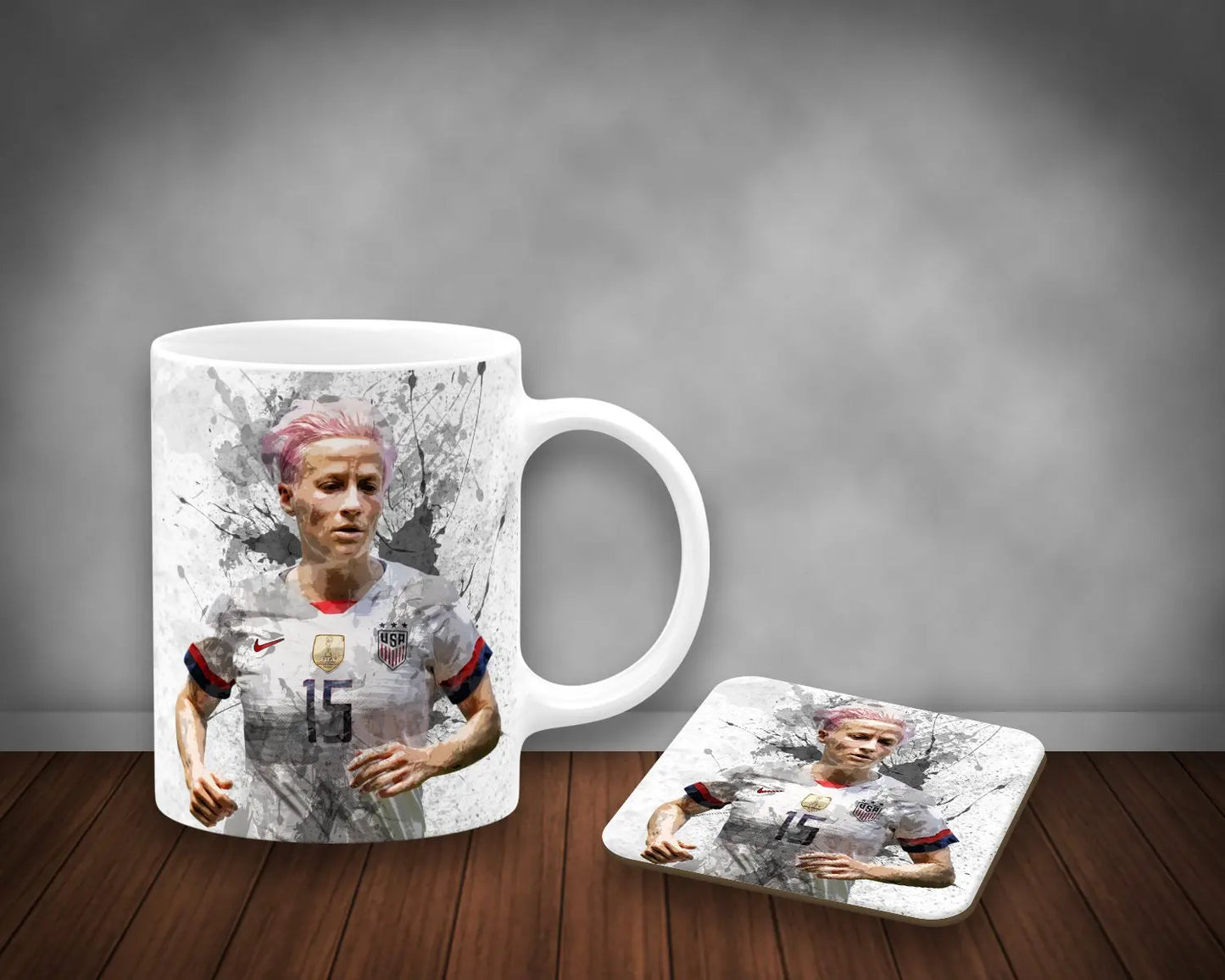 Megan Rapinoe Splash Effect Mug and Coaster