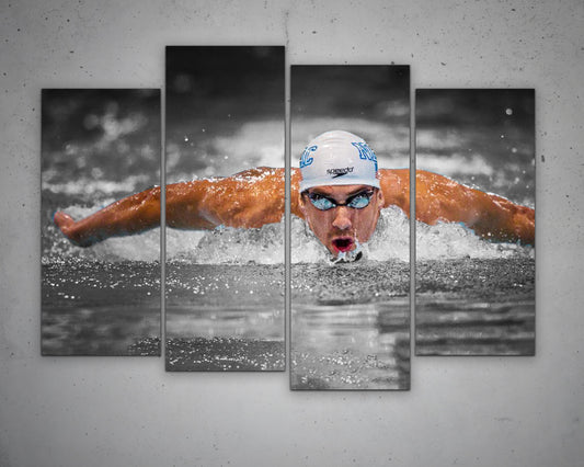 Michael Phelps Black & White Canvas Art