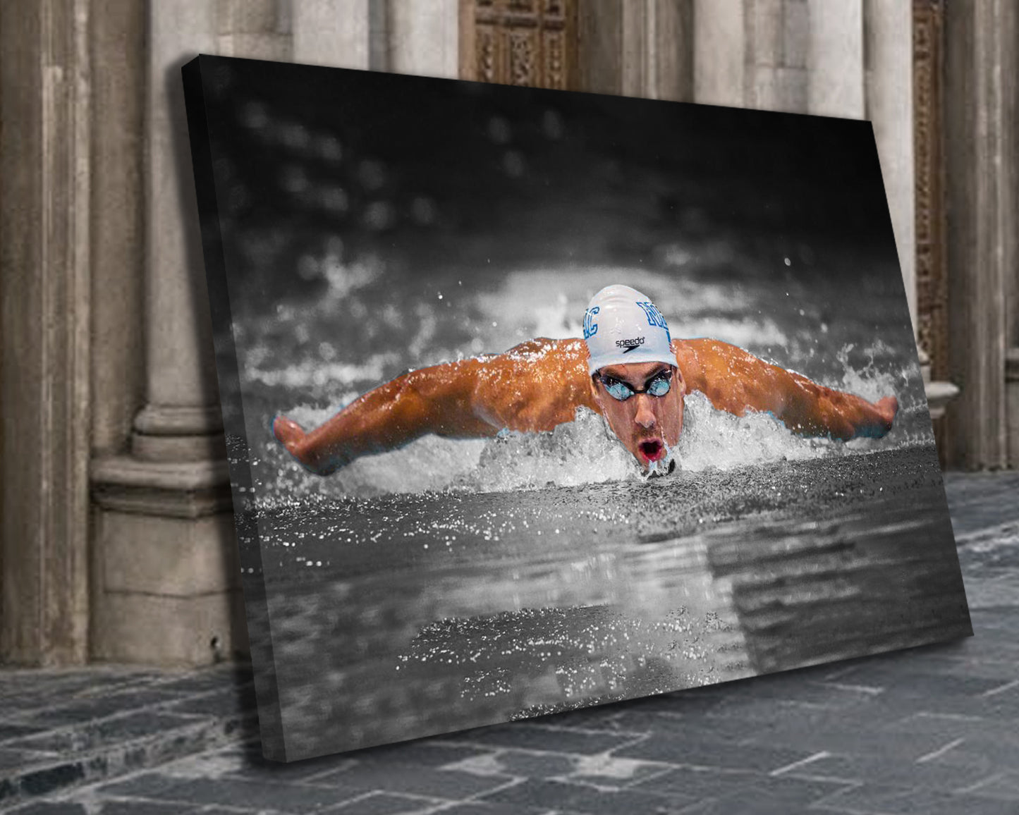Michael Phelps Black & White Canvas Art