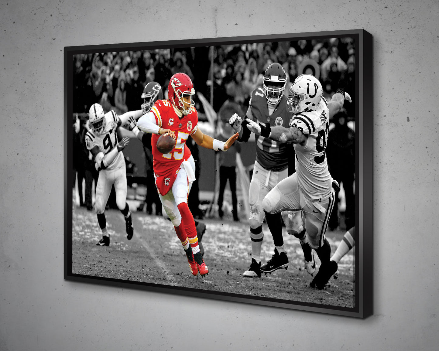 Patrick Mahomes Black & White Canvas Art