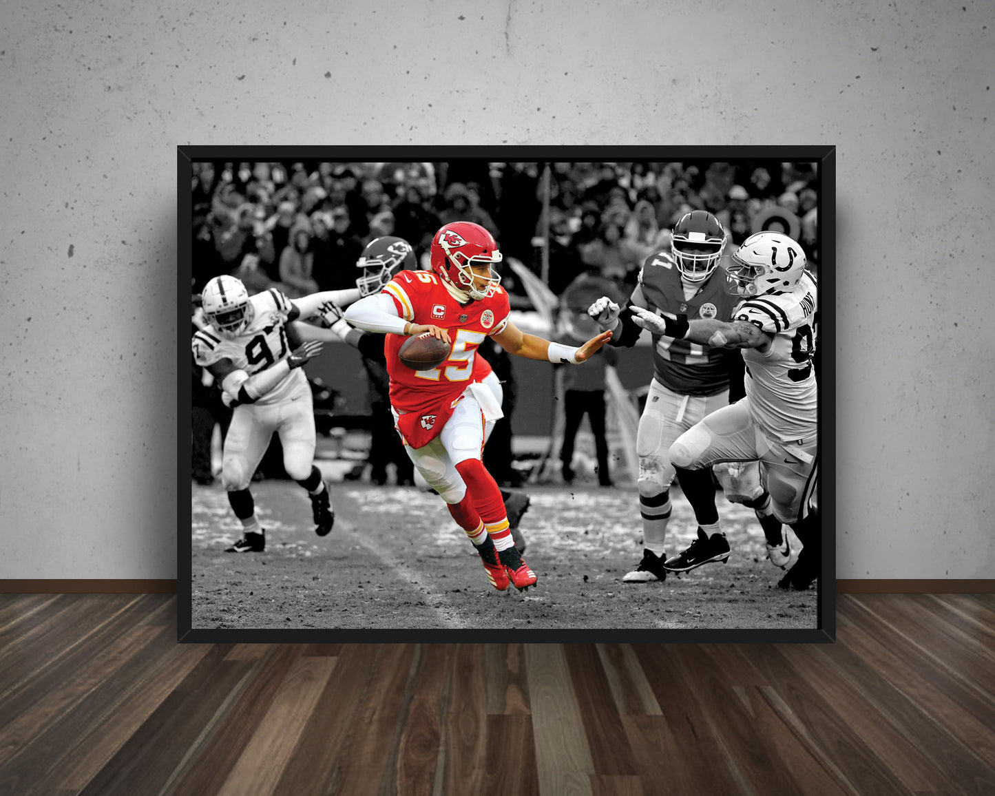 Patrick Mahomes Black & White Canvas Art