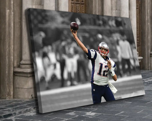 Tom Brady Black & White Canvas Art