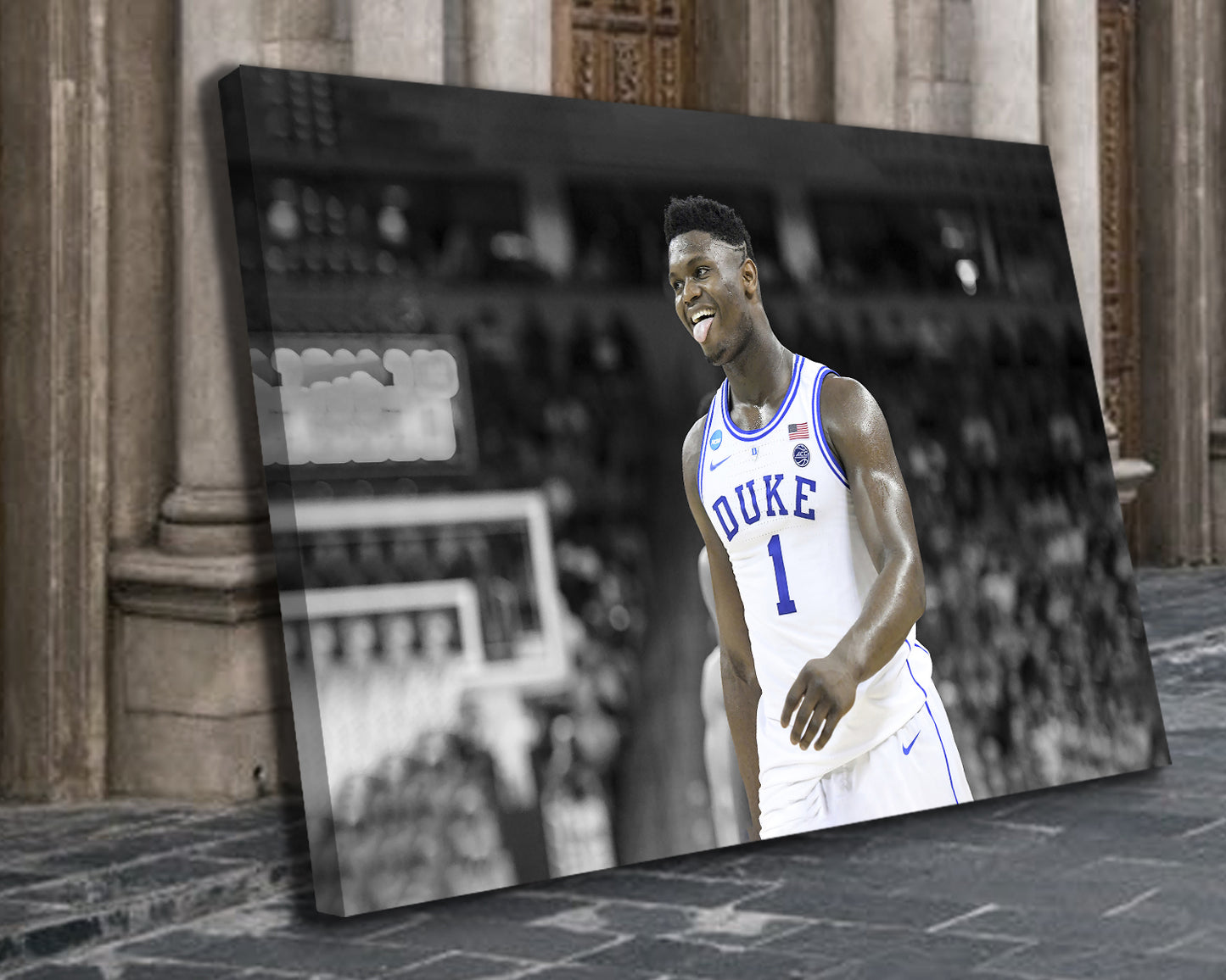Zion Williamson Black & White Canvas Art