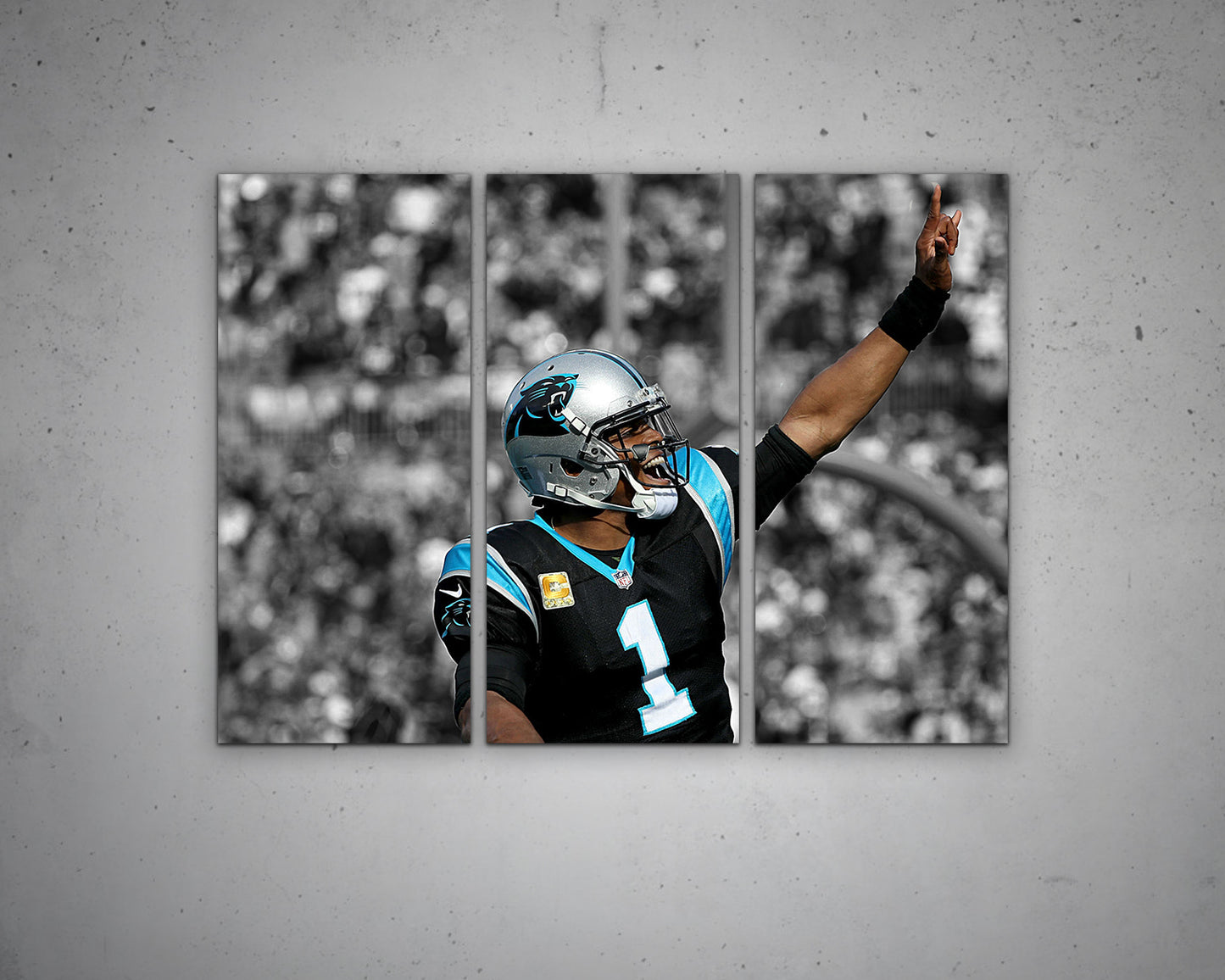Cam Newton Black & White Canvas Art