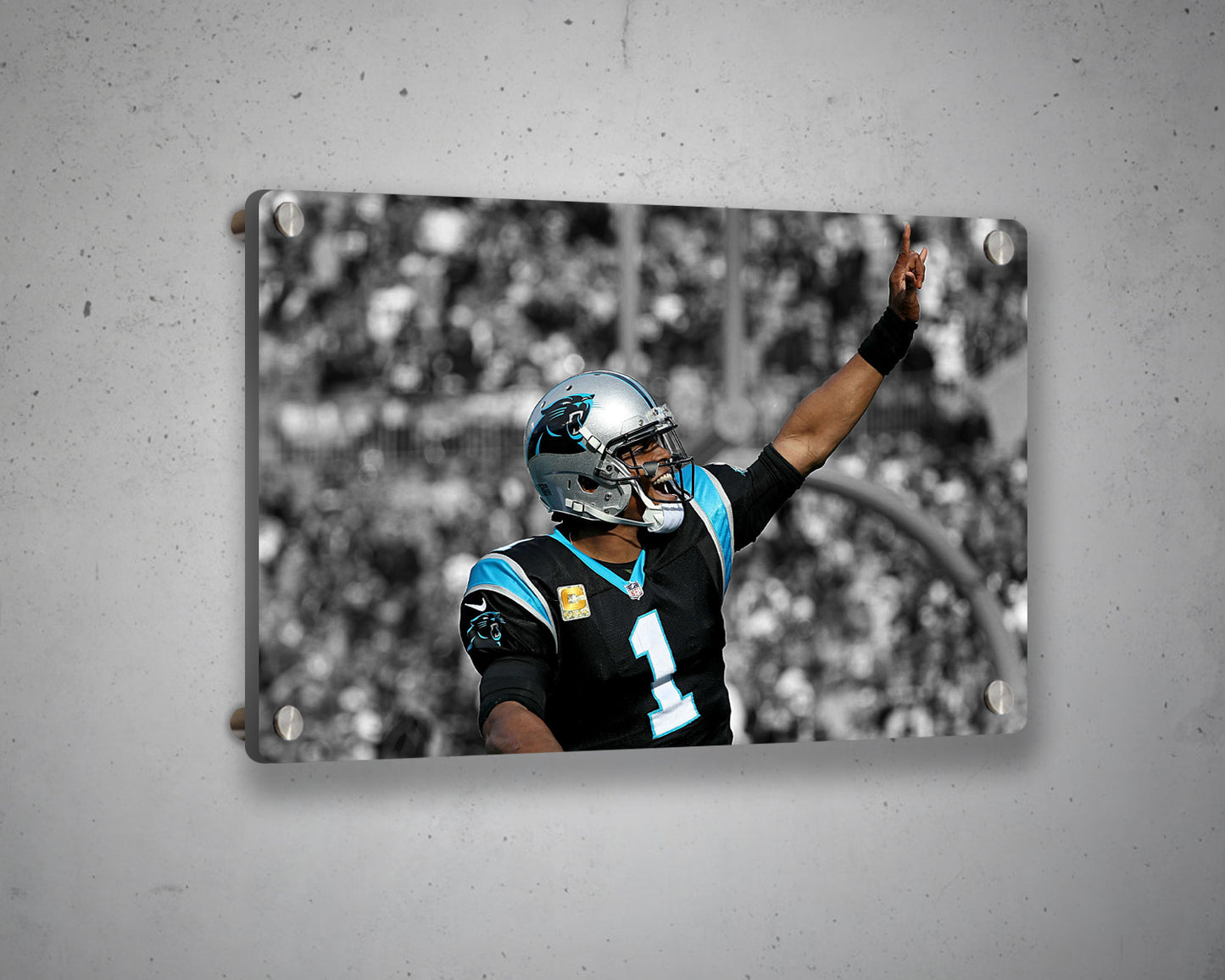 Cam Newton Black & White Canvas Art
