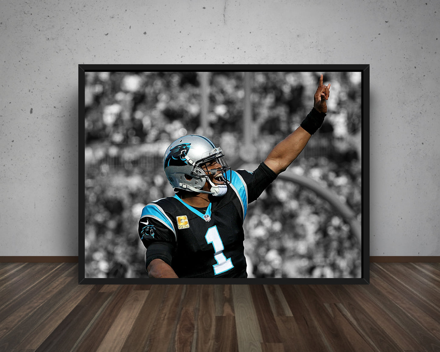 Cam Newton Black & White Canvas Art