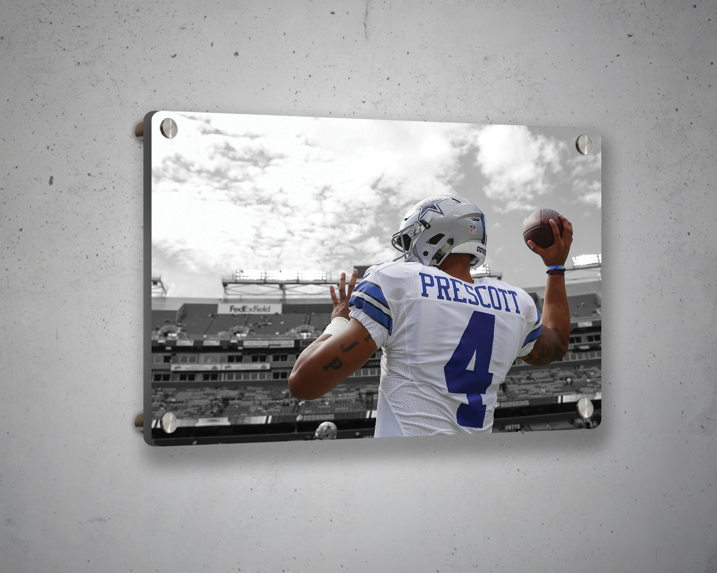 Dak Prescott Black & White Canvas Art