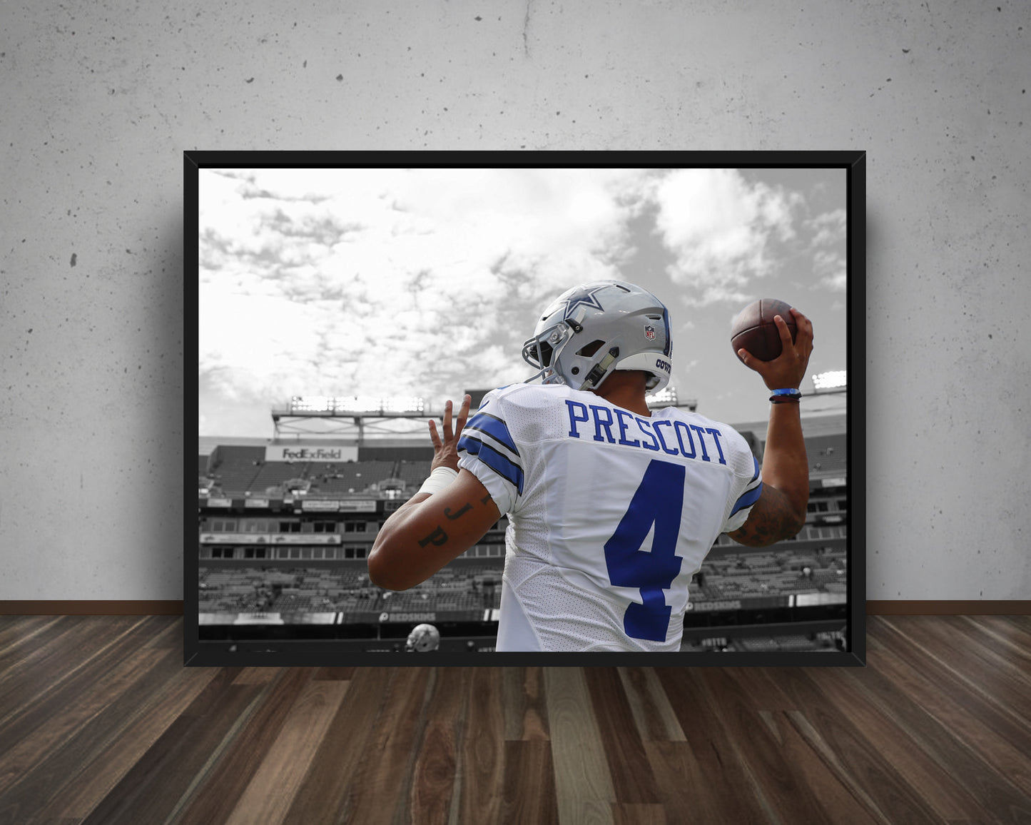 Dak Prescott Black & White Canvas Art