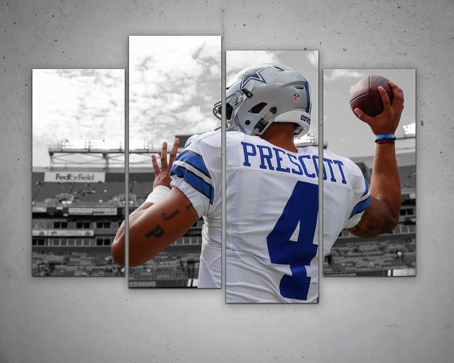 Dak Prescott Black & White Canvas Art