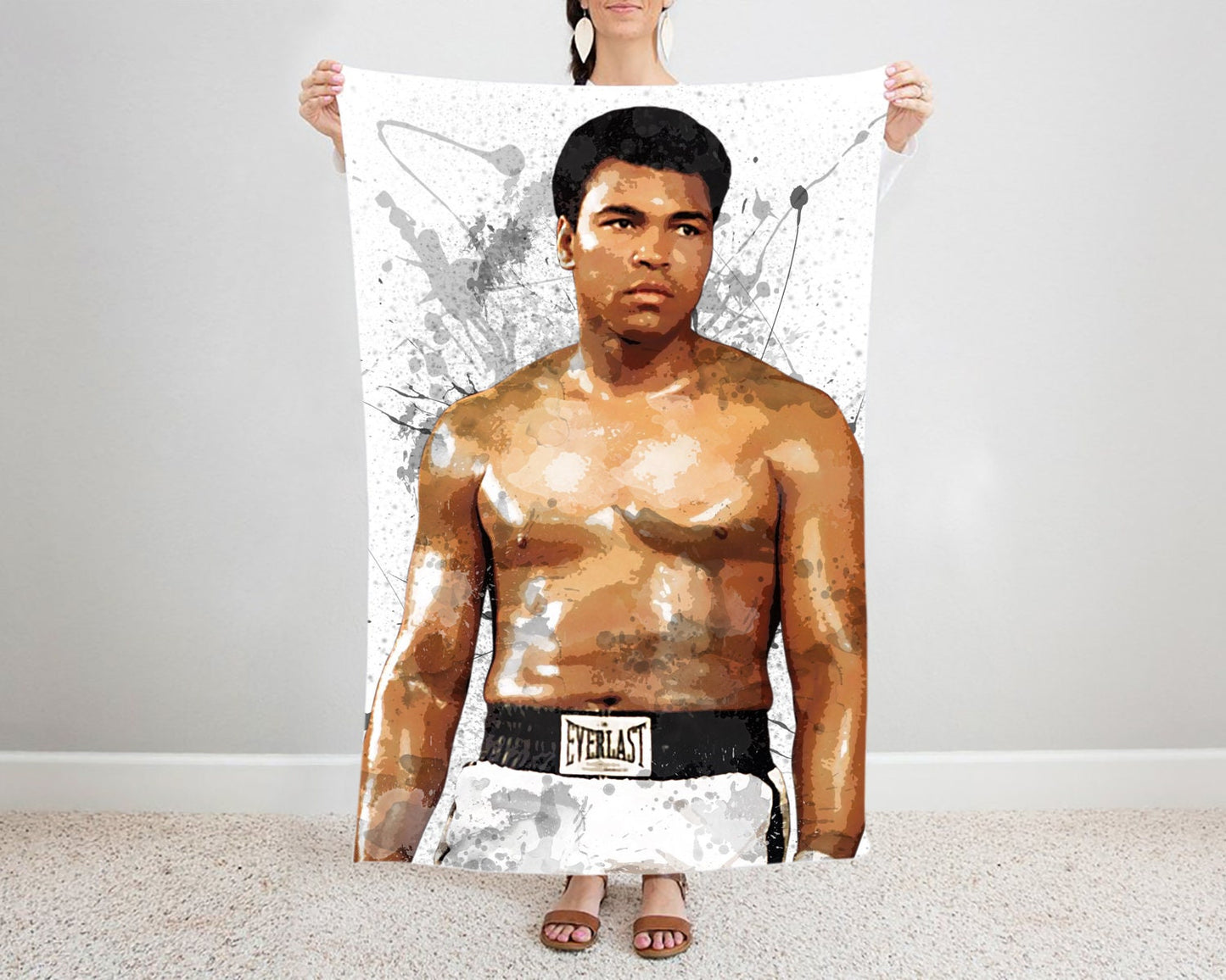 Muhammad Ali Fleece Blanket Splash Effect Boxing Legend