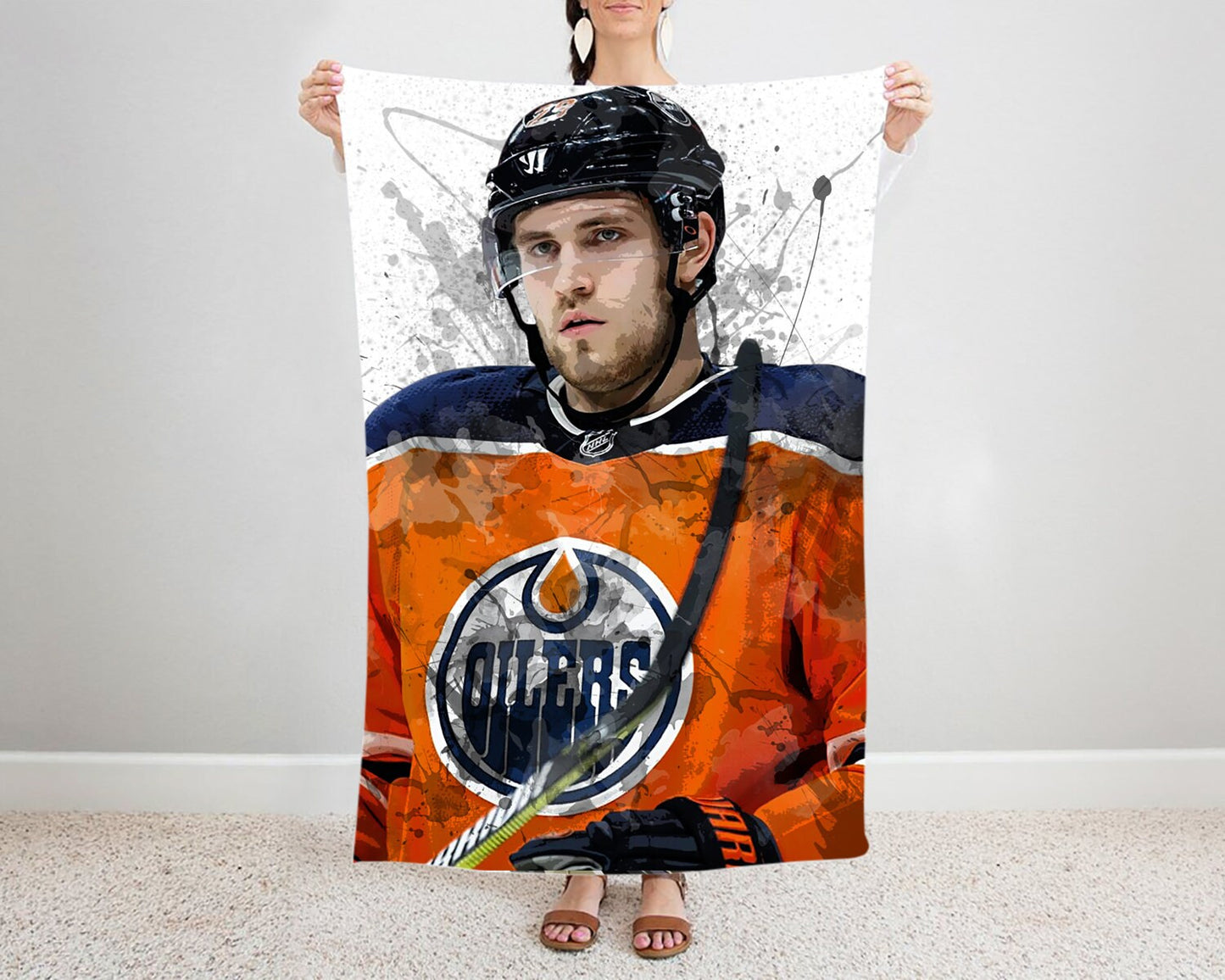 Leon Draisaitl Splash Effect Fleece Blanket