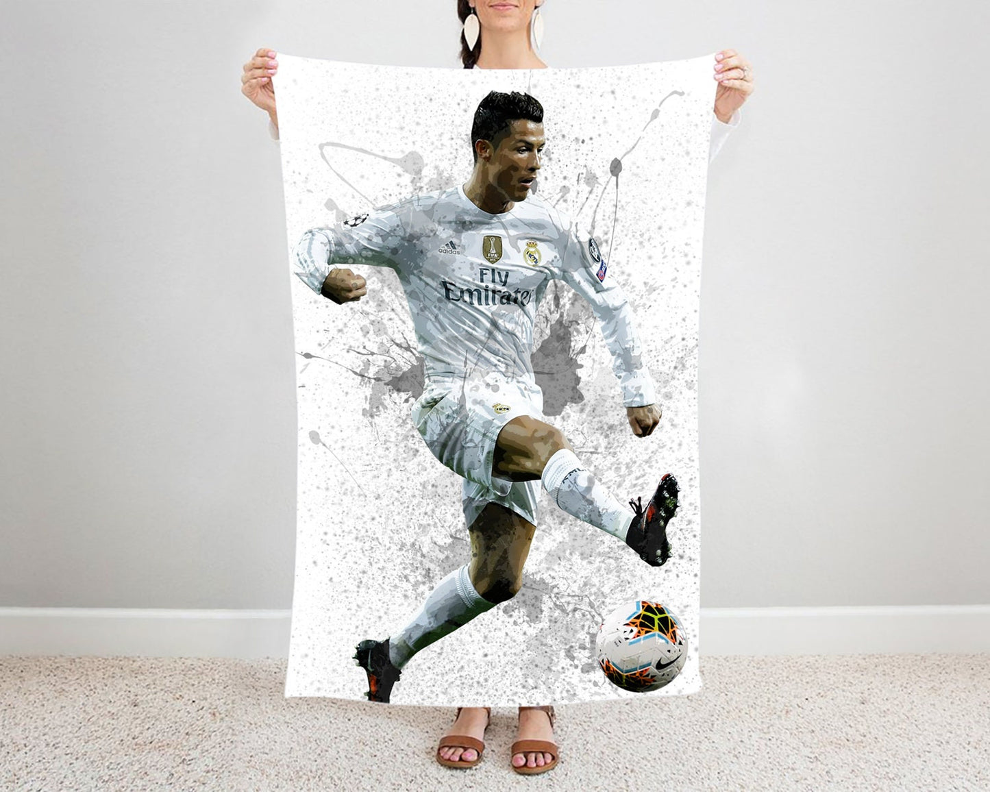 Cristiano Ronaldo Splash Effect Fleece Blanket Style 1