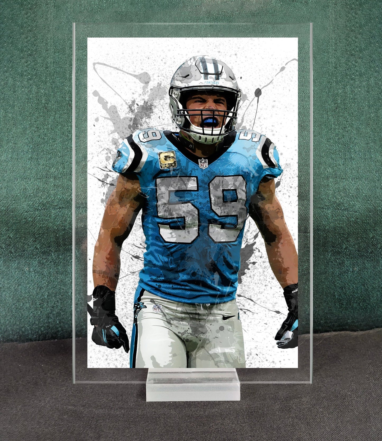 Luke Kuechly Splash Effect Acrylic Table Top