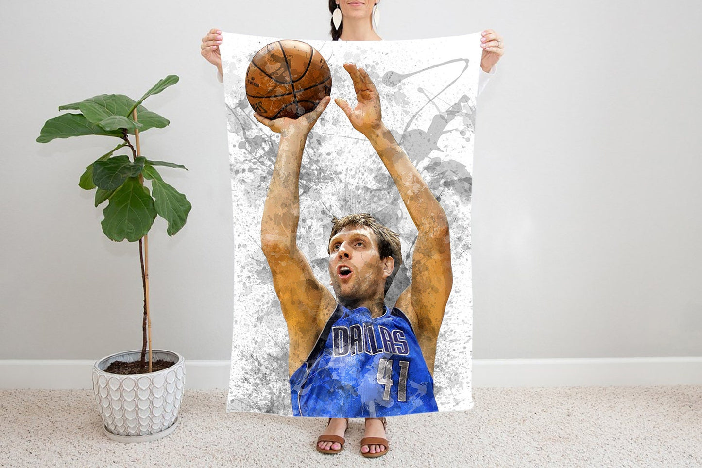 Dirk Nowitzki Splash Effect Fleece Blanket