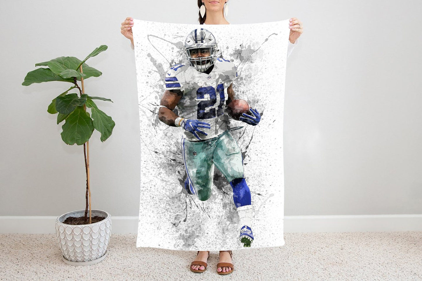 Ezekiel Elliott Splash Effect Fleece Blanket