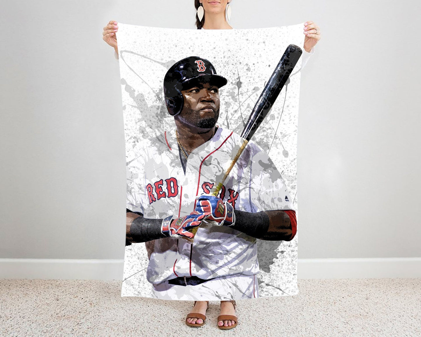 David Ortiz Splash Effect Fleece Blanket