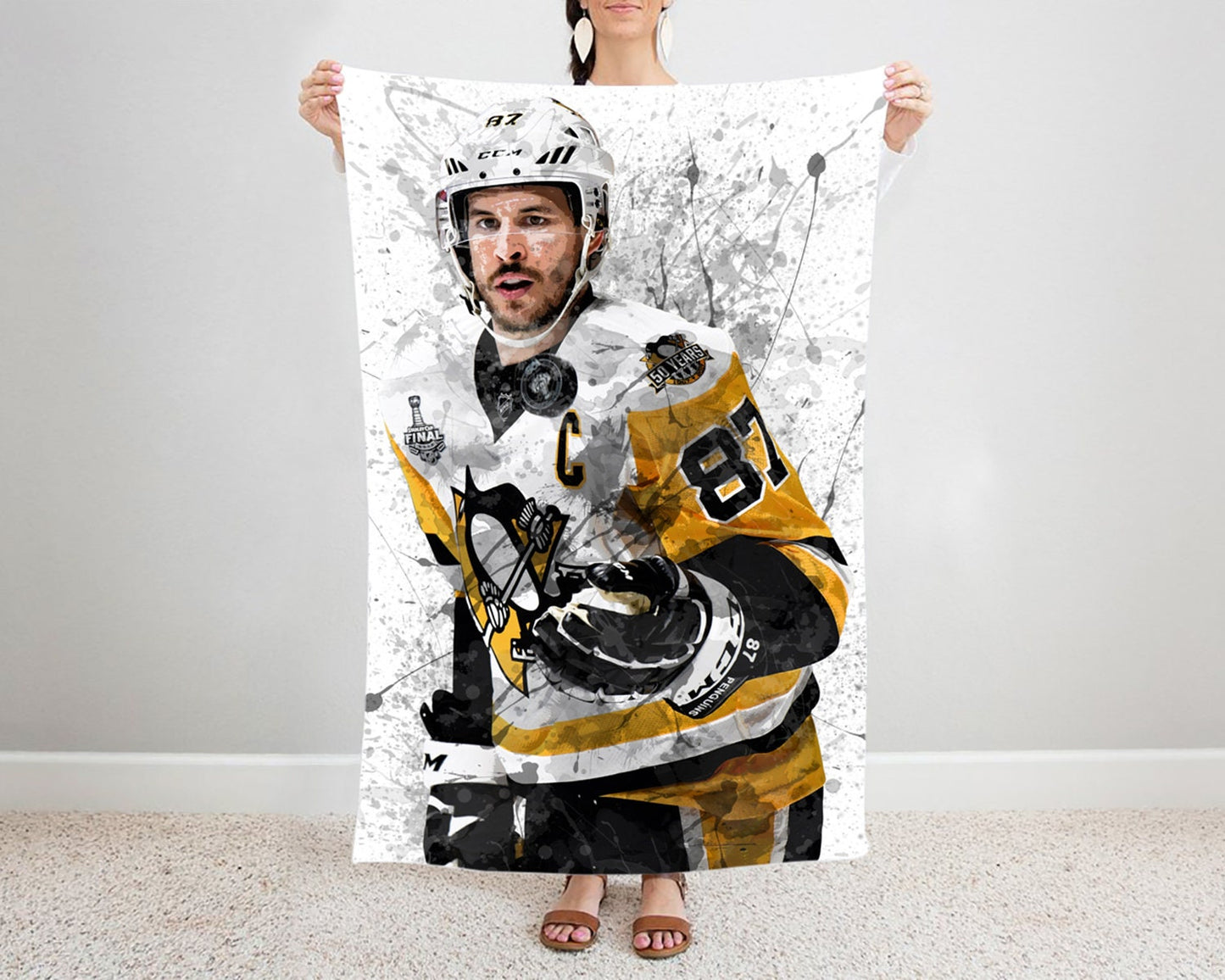 Sidney Crosby Splash Effect Fleece Blanket Style 3