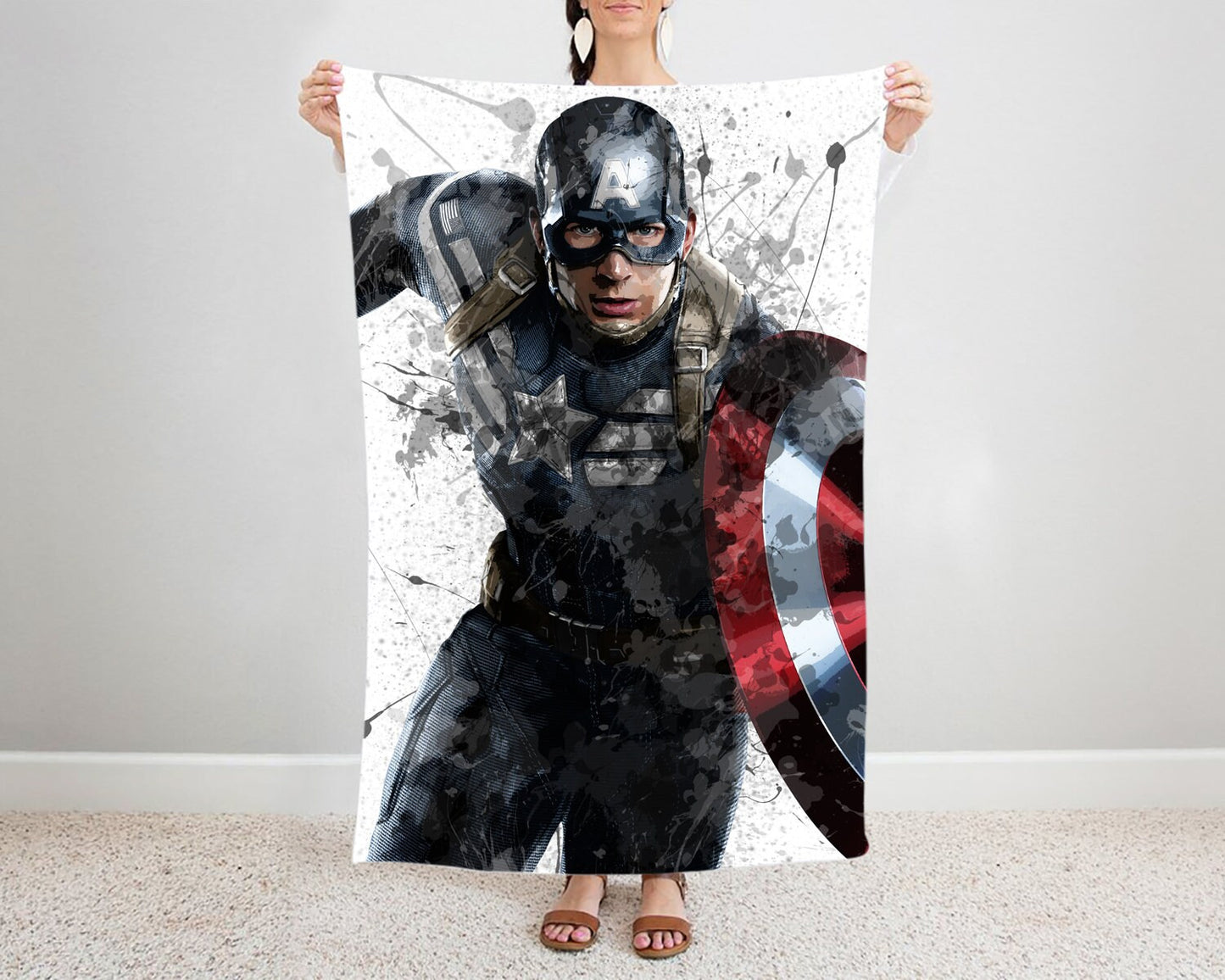 Captain America Splash Effect Fleece Blanket