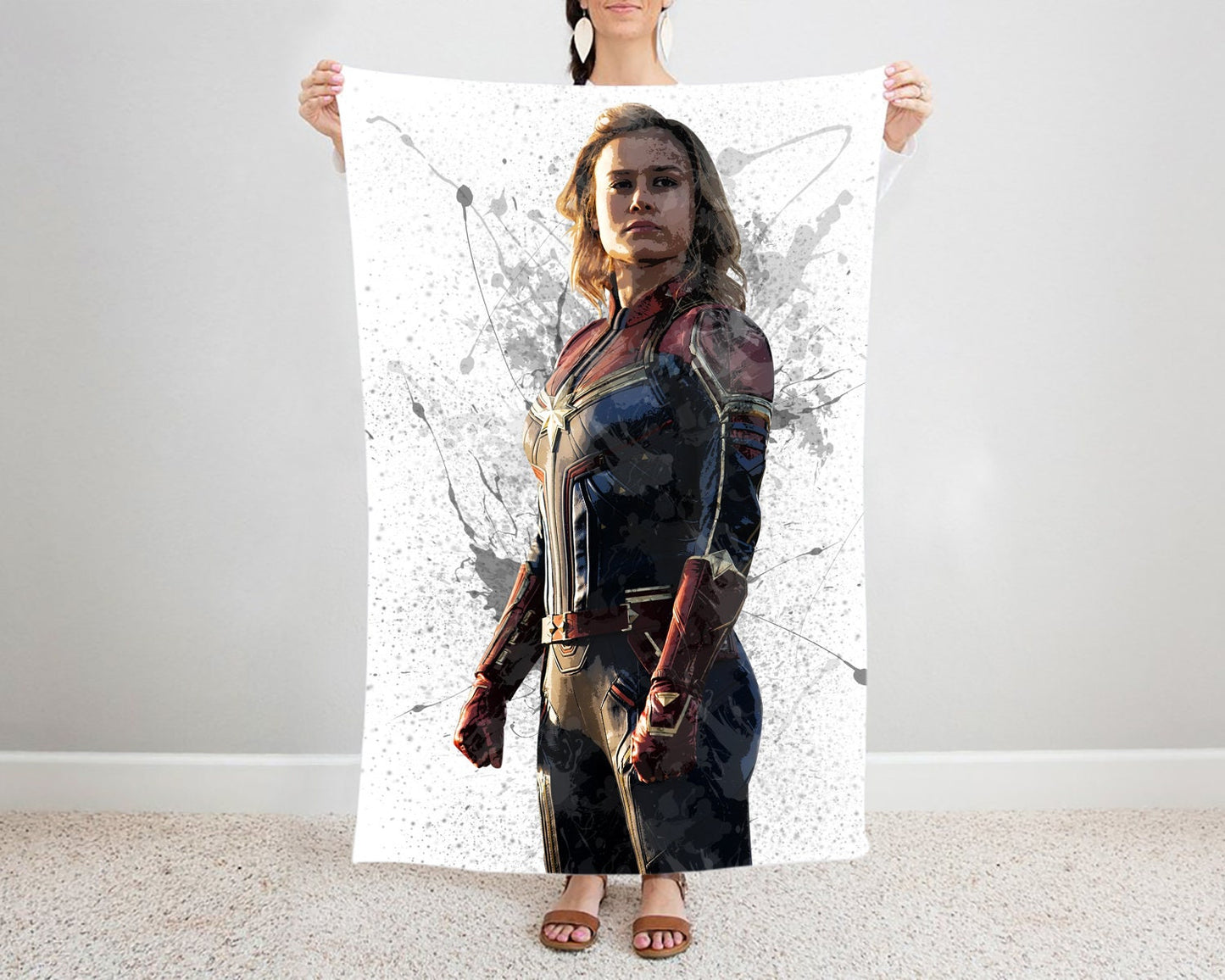 Captain Marvel Splash Effect Fleece Blanket