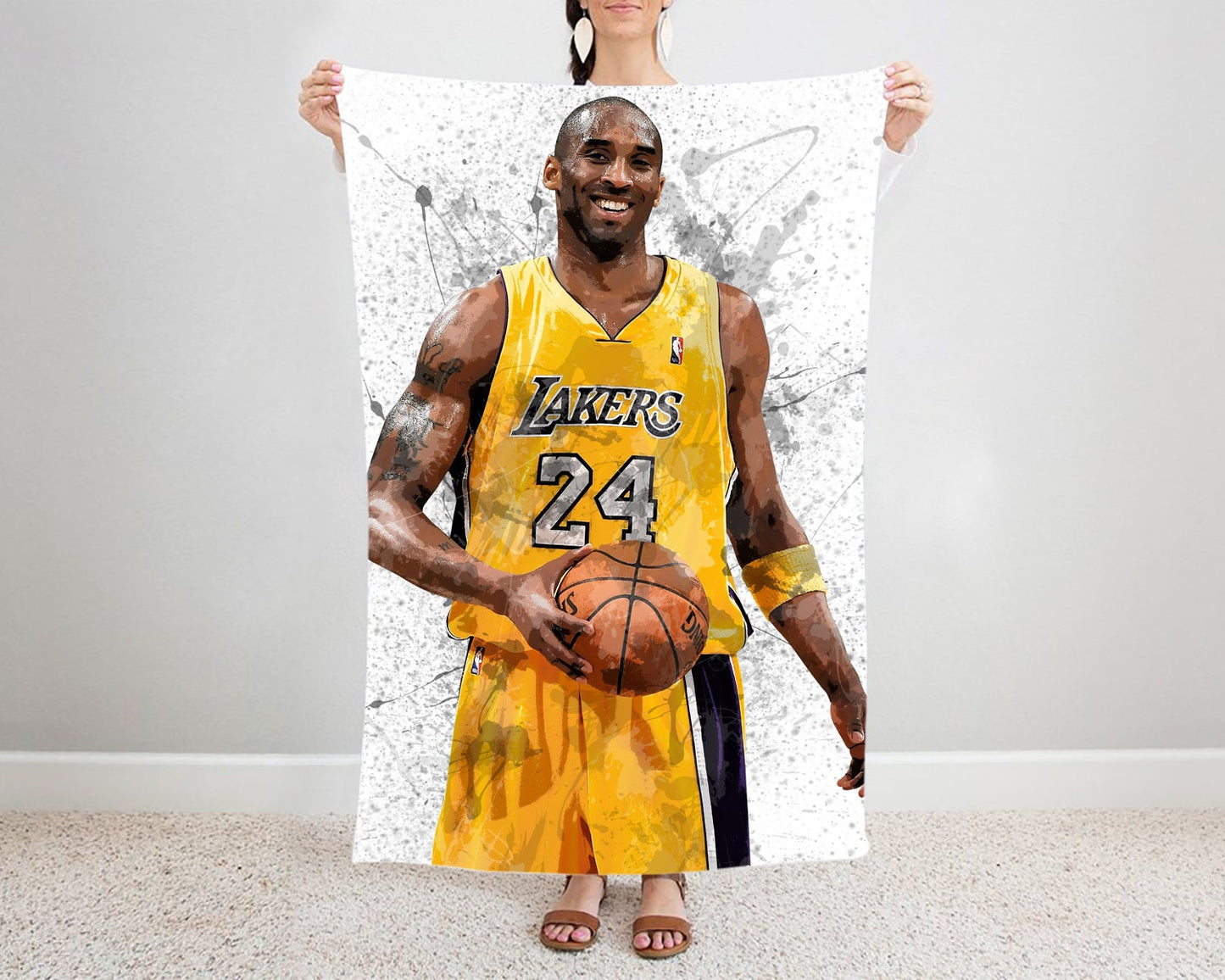 Kobe Bryant Splash Effect Fleece Blanket Style 1