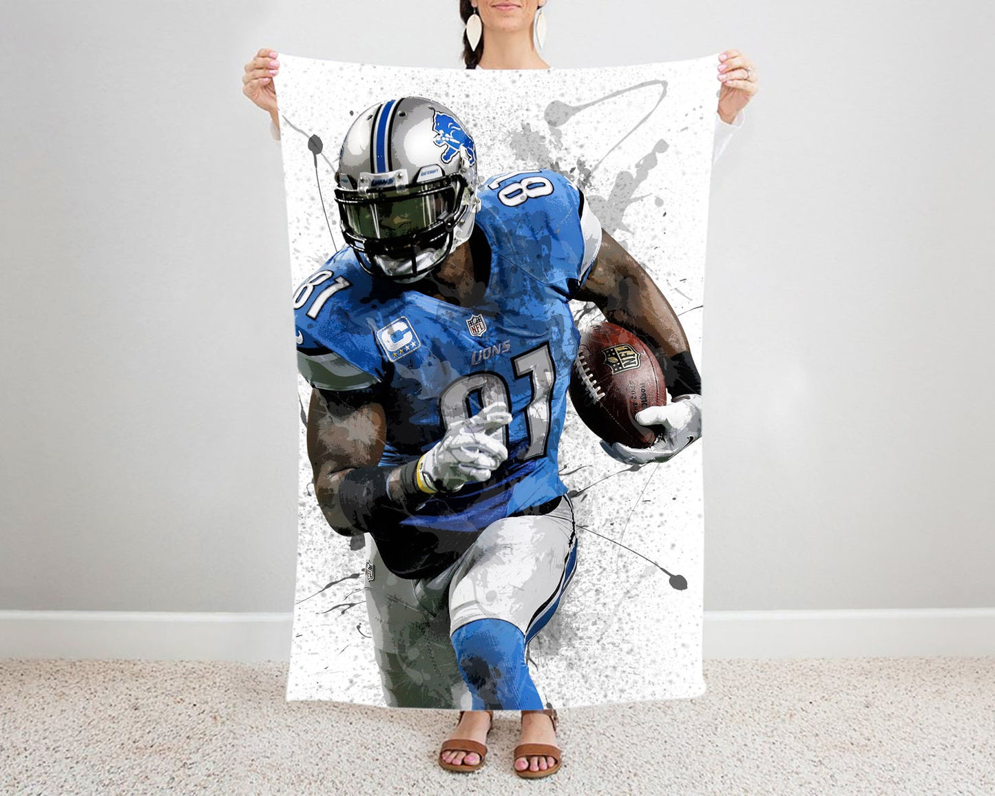 Calvin Johnson Splash Effect Fleece Blanket Style 1