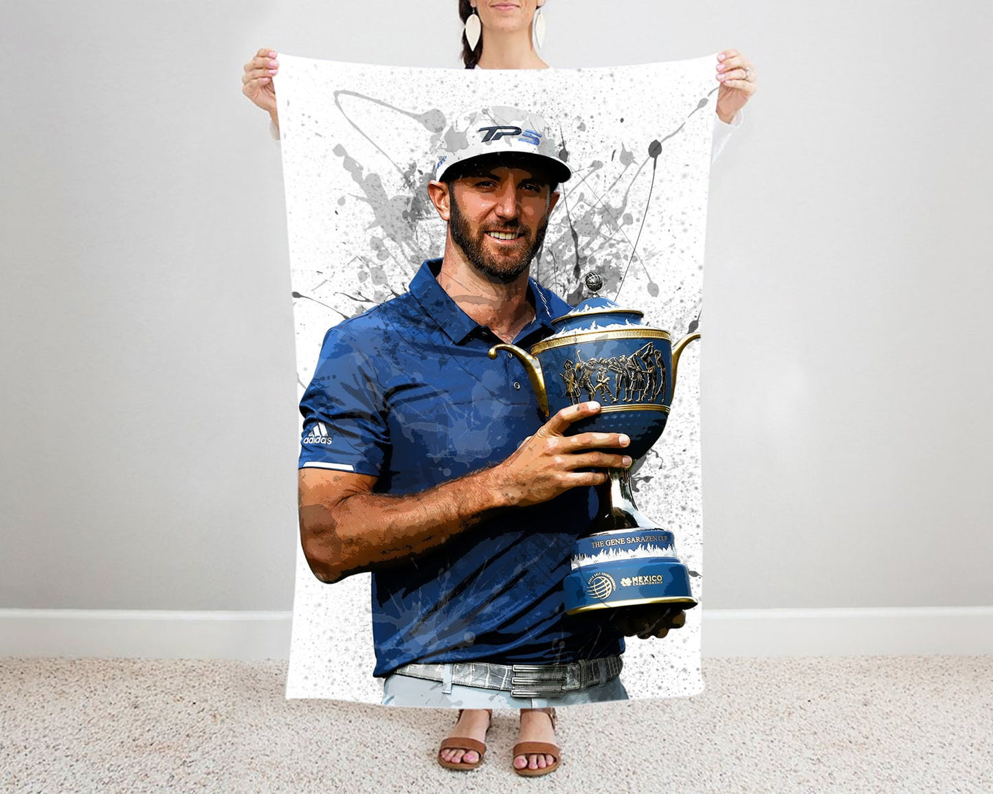 Dustin Johnson with Trophy Splash Effect Fleece Blanket