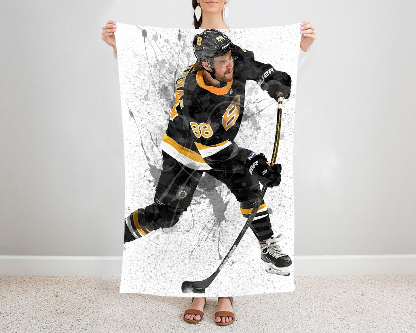 David Pastrňák Splash Effect Fleece Blanket Style 1