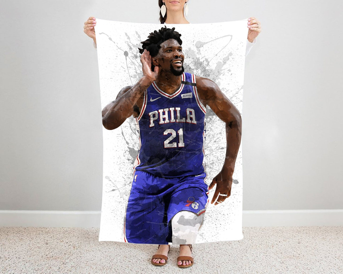 Joel Embiid Splash Effect Fleece Blanket