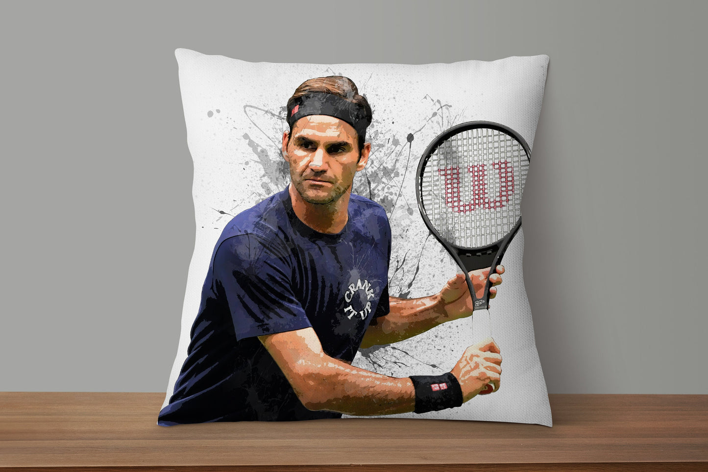 Roger Federer Splash Effect Pillow