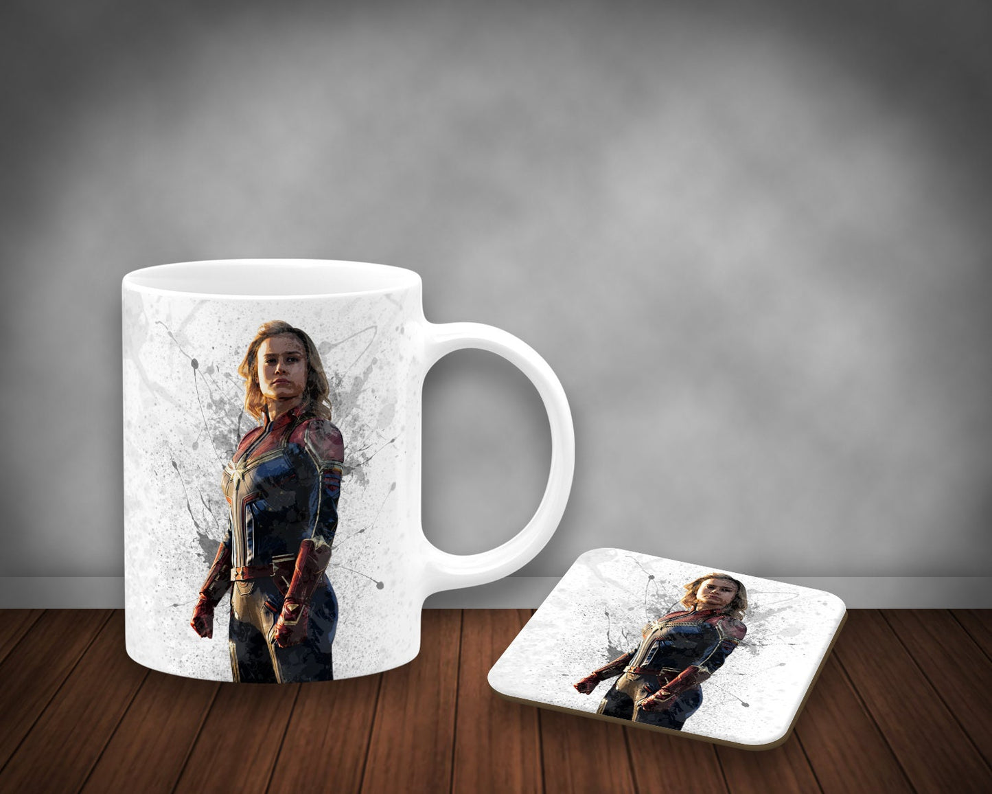 Captain Marvel Splash Effect Mug and Coaster