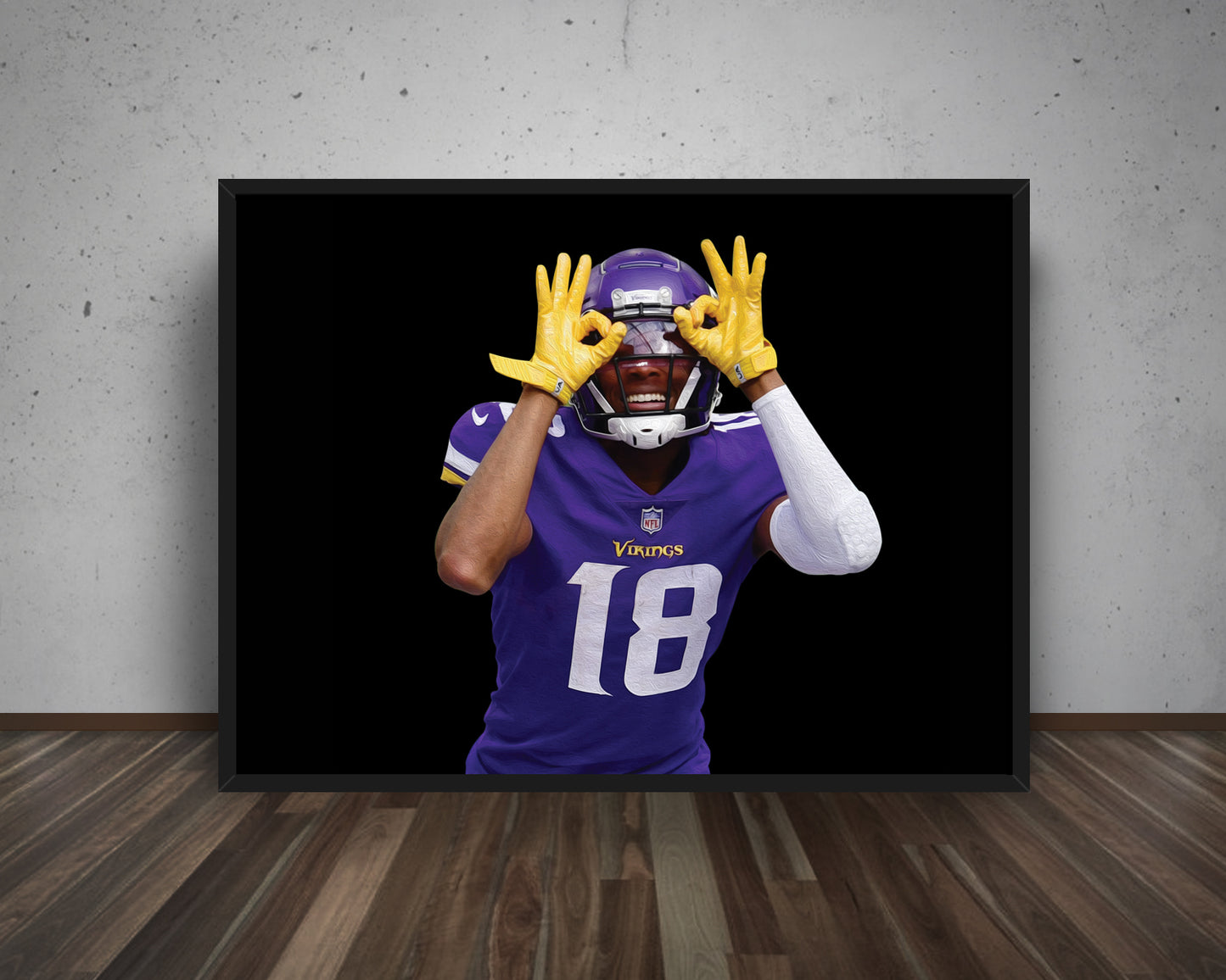 Justin Jefferson Black & White Canvas Art