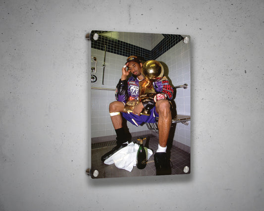 Kobe Bryant Celebration with Trophies in Bathroom Canvas Wall Art Basketball Canvas Frame, Canvas wall decor ready to hang