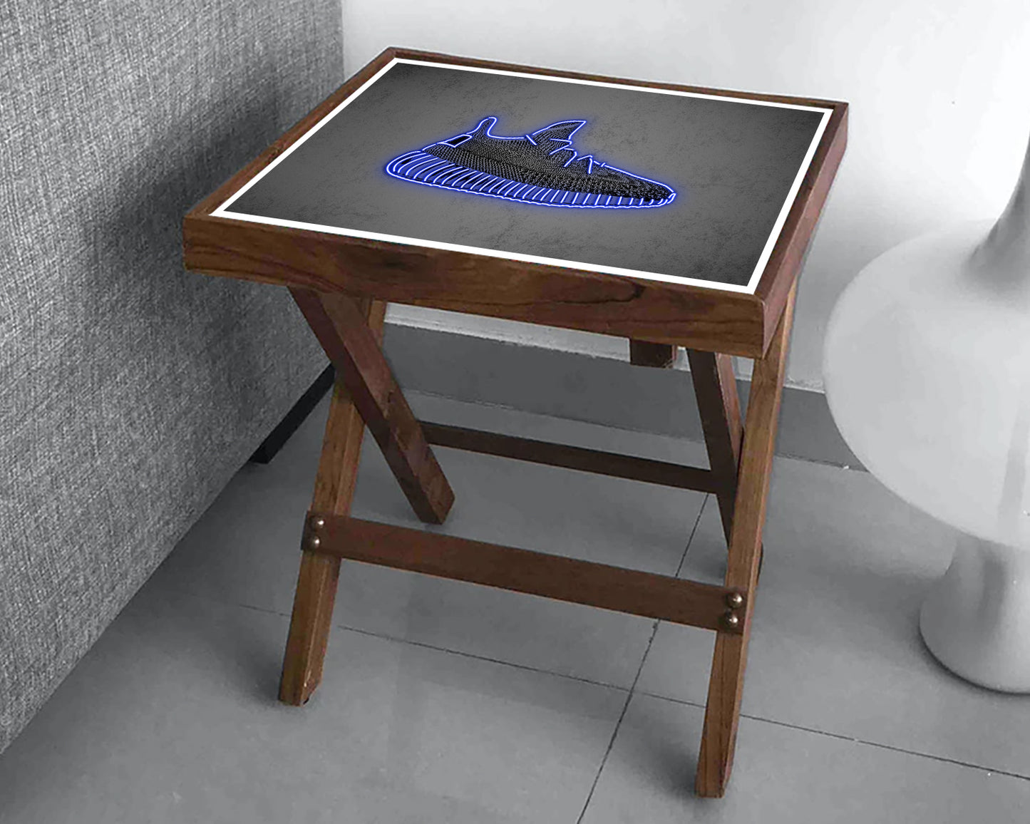 Yeezy Shoes Blue Neon Effect Coffee and Laptop Table