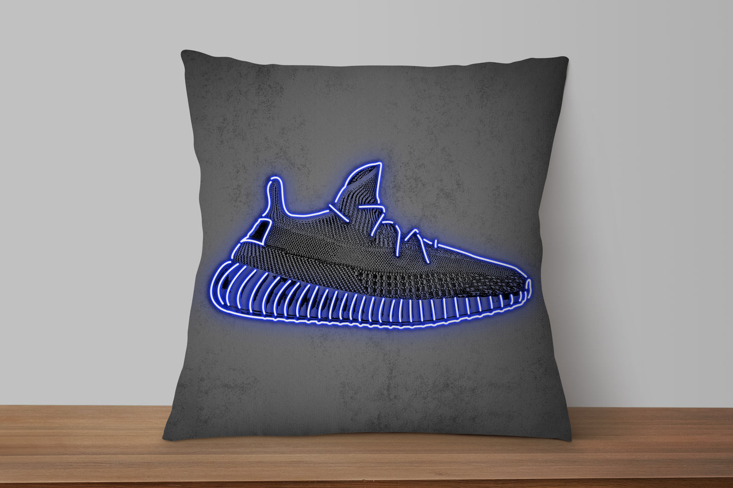 Yeezy Shoes Blue Neon Effect Pillow