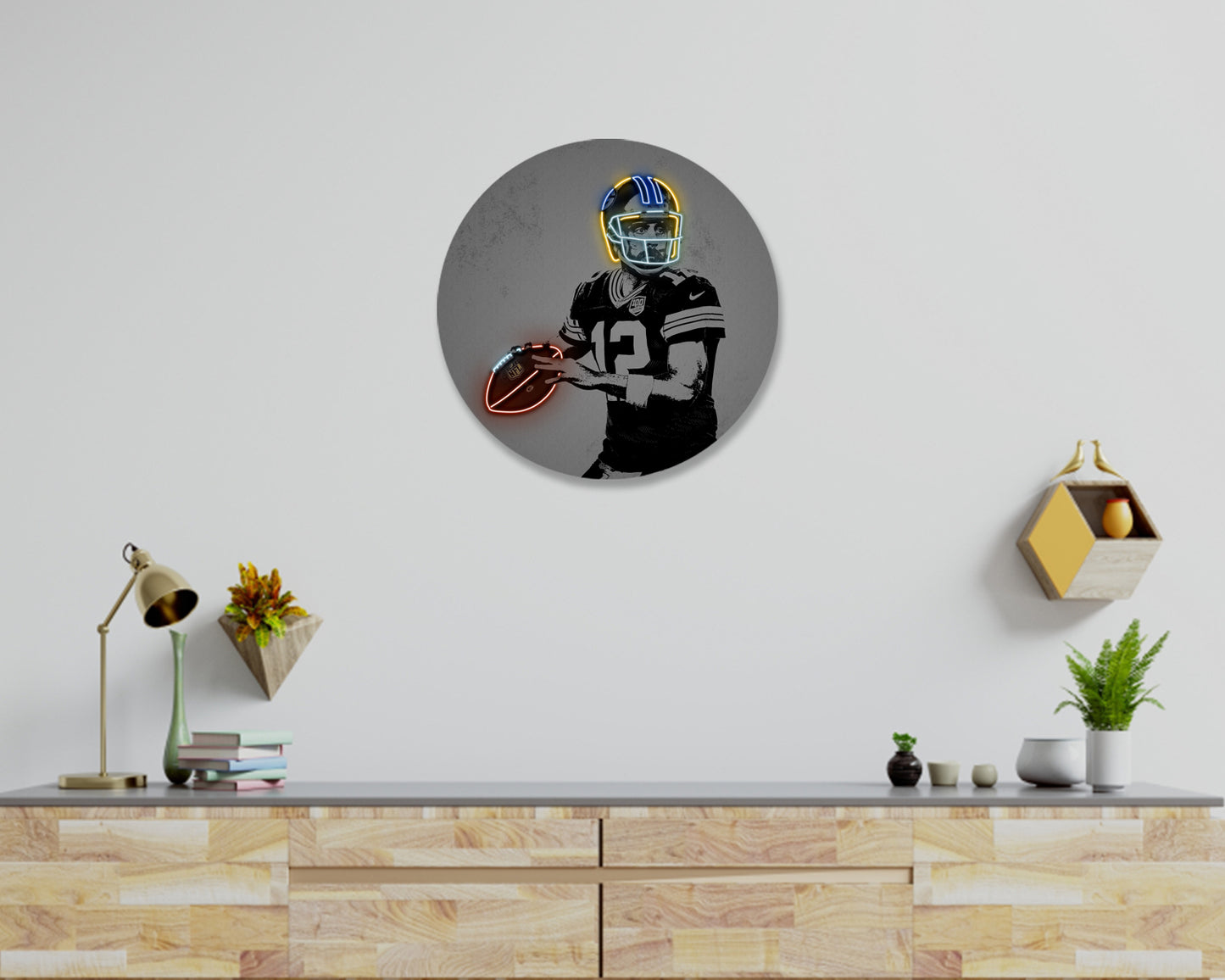 Cuadro de pared redondo de Aaron Rodgers