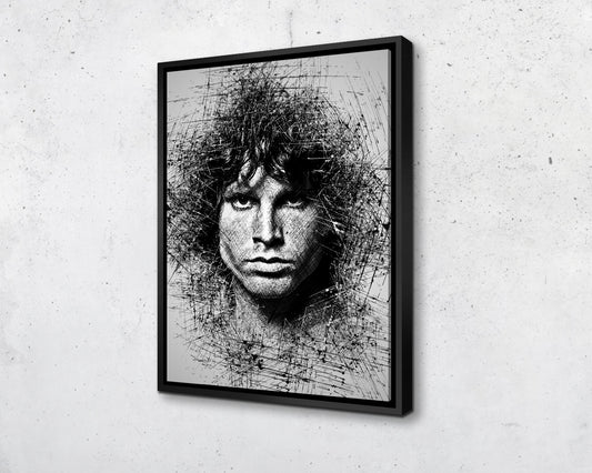 Arte mural con bocetos de Jim Morrison