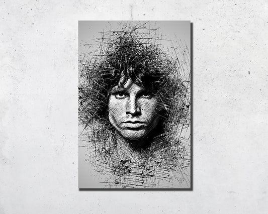 Arte mural con bocetos de Jim Morrison