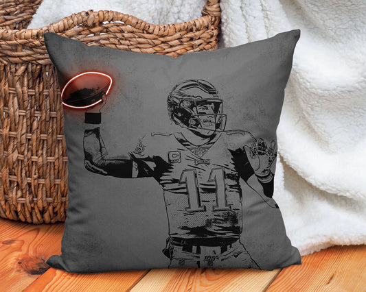 Carson Wentz Neon Effect Pillow