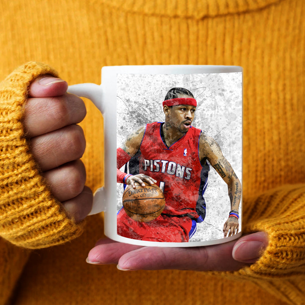 Taza y posavasos con efecto salpicado de Allen Iverson