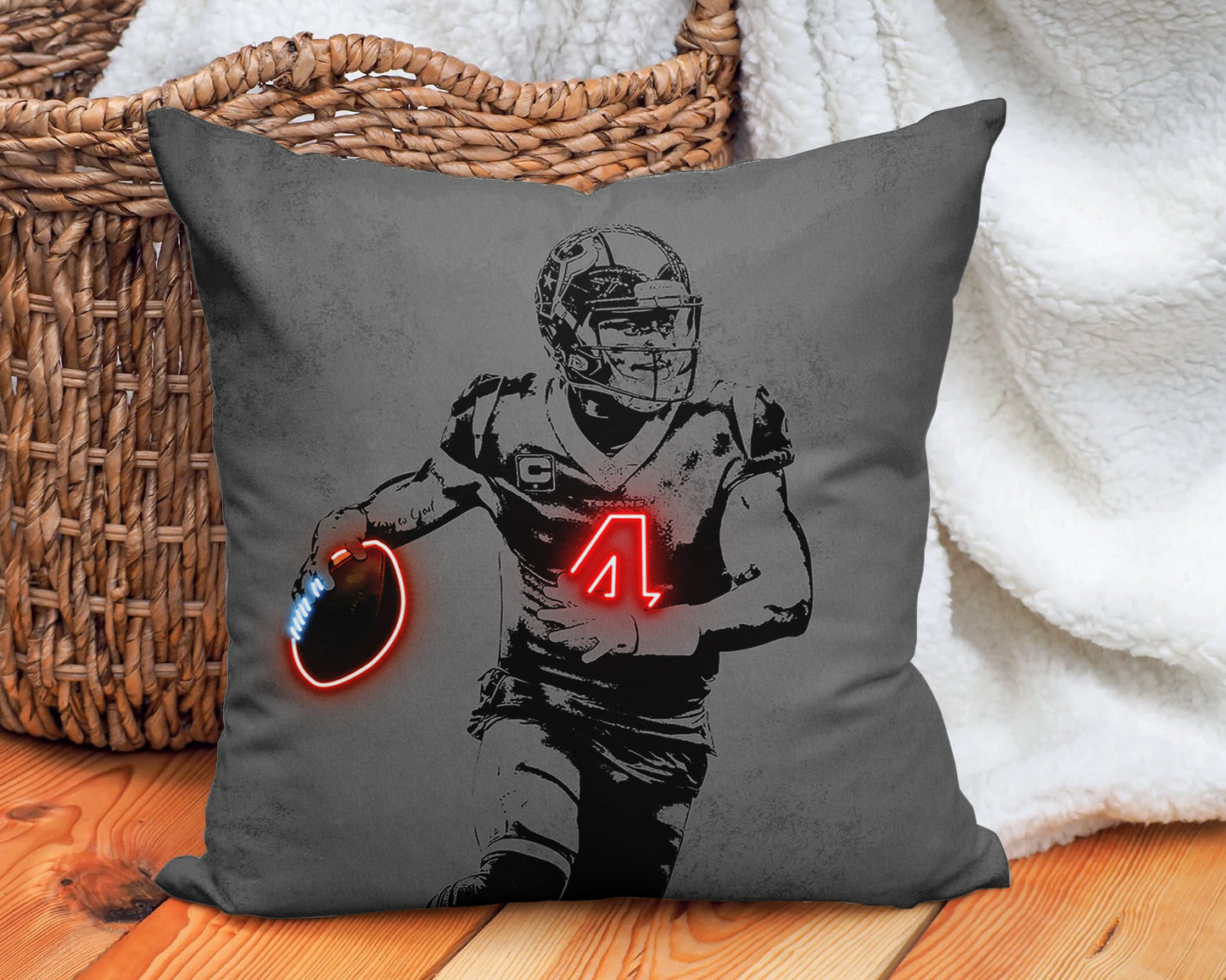 Deshaun Watson Neon Effect Pillow