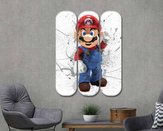 Arte mural de patineta acrílica de Mario