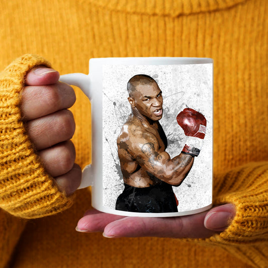 Taza y posavasos con efecto salpicado de Mike Tyson