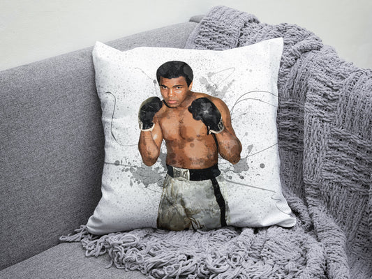 Almohada con efecto salpicadura de Muhammad Ali