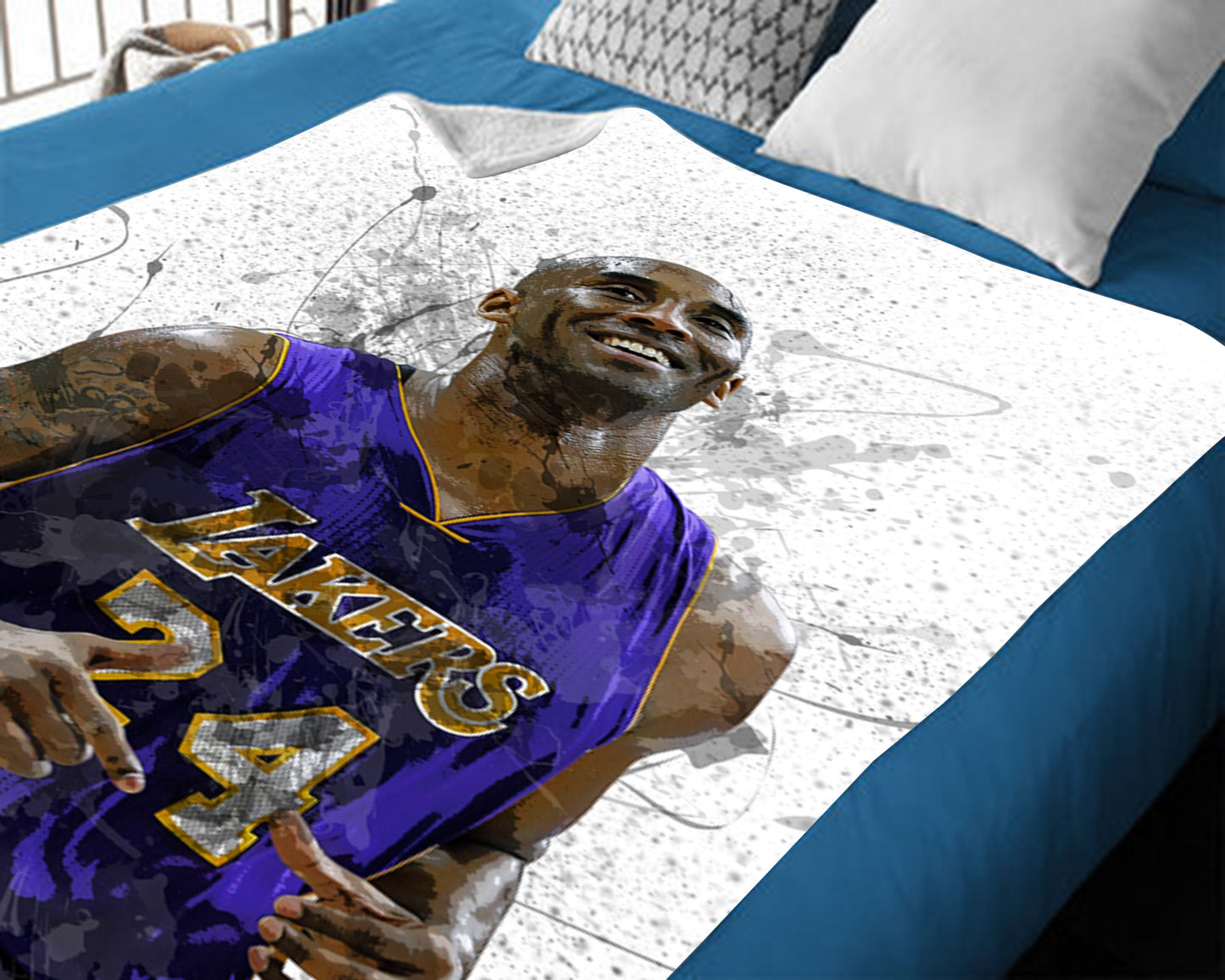 Kobe Bryant Splash Effect Fleece Blanket Style 1