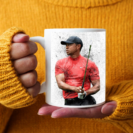 Taza y posavasos con efecto salpicado de Tiger Woods