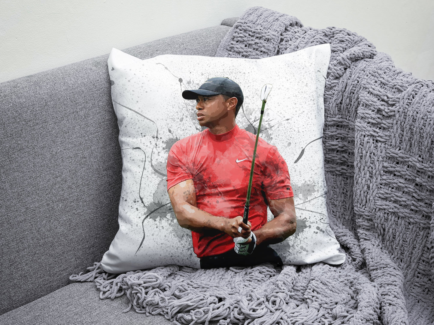 Almohada con efecto salpicadura de Tiger Woods