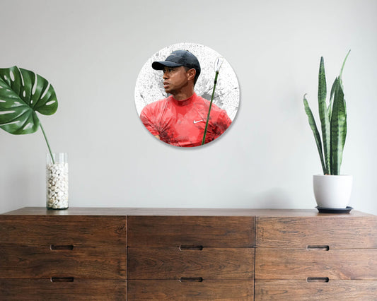 Cuadro de pared redondo de Tiger Woods